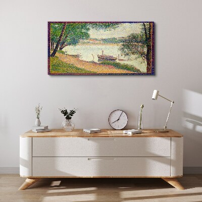 River landscape with a seurat Canvas print