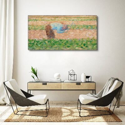 Farmer working in the field Canvas print