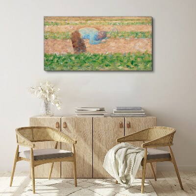 Farmer working in the field Canvas print