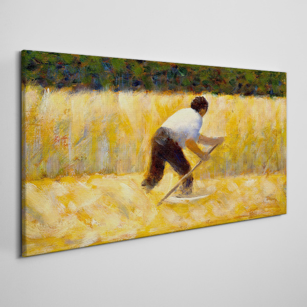 Worker in a grain field Canvas print