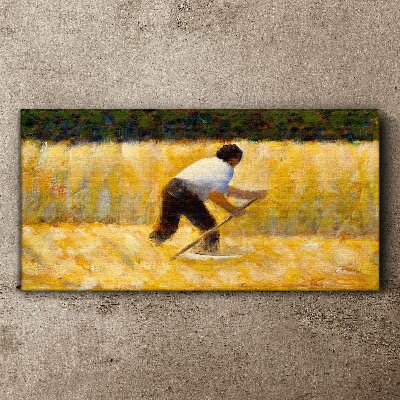 Worker in a grain field Canvas print