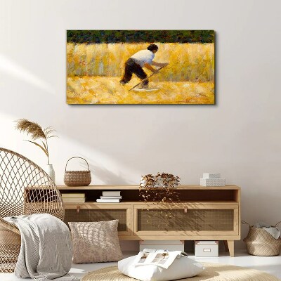 Worker in a grain field Canvas print