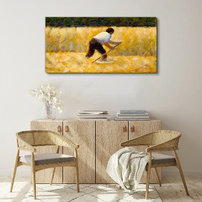 Worker in a grain field Canvas print