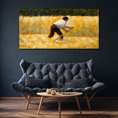 Worker in a grain field Canvas print