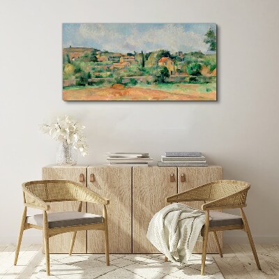 Painting nature houses Canvas print