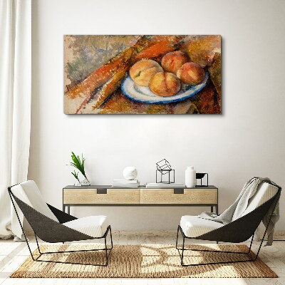 Fruit table in pastel colors Canvas print