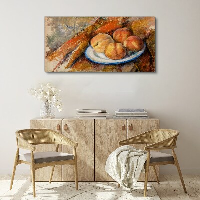 Fruit table in pastel colors Canvas print