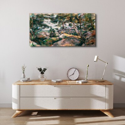 A stony landscape among trees Canvas print