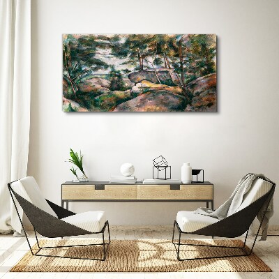 A stony landscape among trees Canvas print