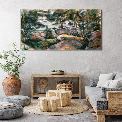 A stony landscape among trees Canvas print