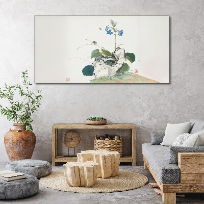Flower on a stone background Canvas print