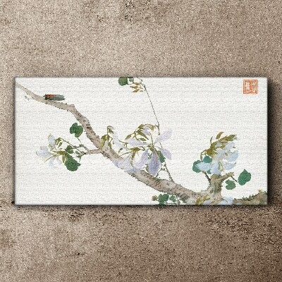Flower branch with cicada Canvas print