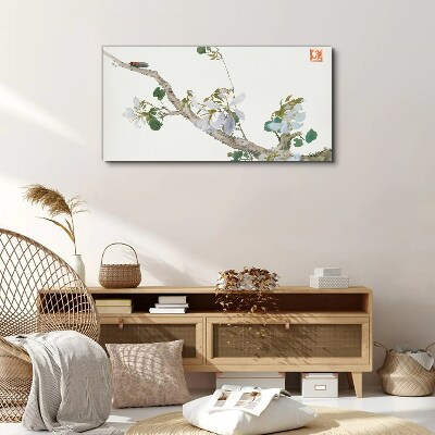 Flower branch with cicada Canvas print