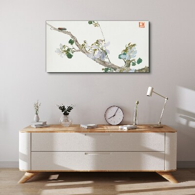 Flower branch with cicada Canvas print