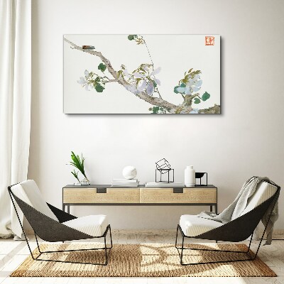 Flower branch with cicada Canvas print