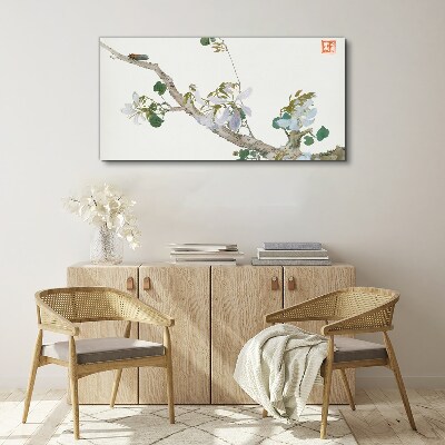 Flower branch with cicada Canvas print