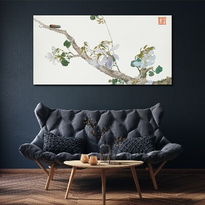 Flower branch with cicada Canvas print