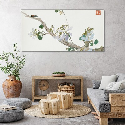 Flower branch with cicada Canvas print