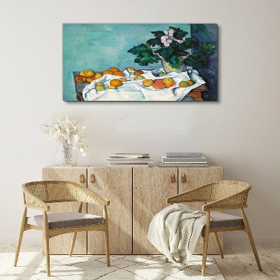 Fruit table with vase Canvas print