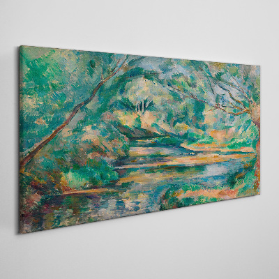 Green landscape with a river Canvas print