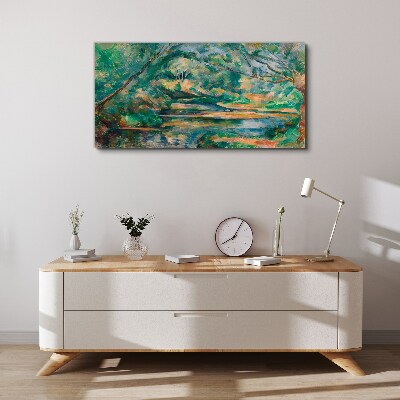 Green landscape with a river Canvas print