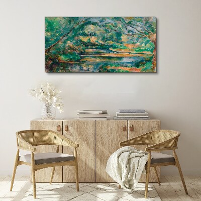 Green landscape with a river Canvas print