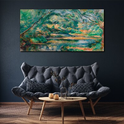 Green landscape with a river Canvas print