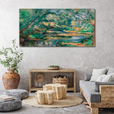 Green landscape with a river Canvas print