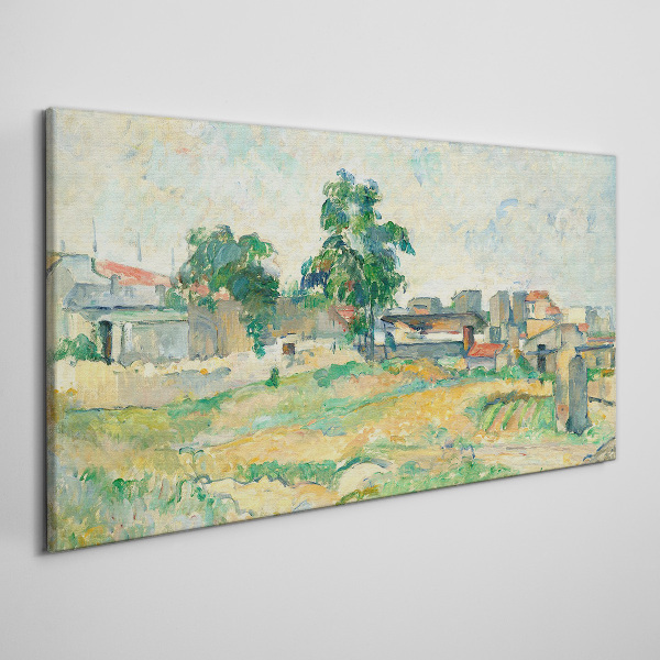 Landscape with a tree and buildings Canvas print
