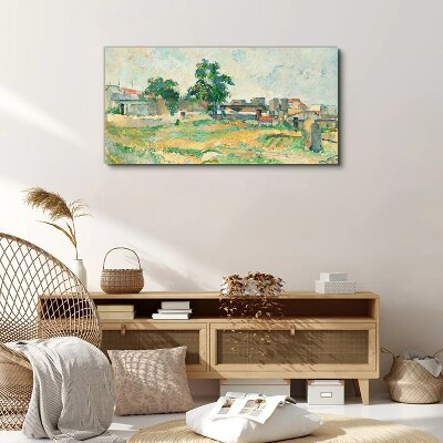 Landscape with a tree and buildings Canvas print