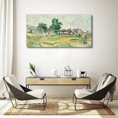 Landscape with a tree and buildings Canvas print
