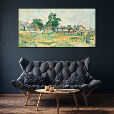 Landscape with a tree and buildings Canvas print