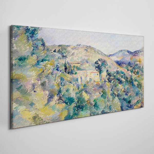 Landscape with houses among the trees Canvas print