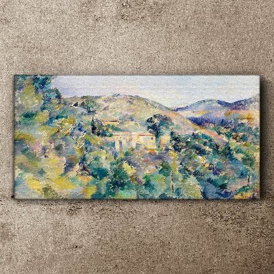 Landscape with houses among the trees Canvas print