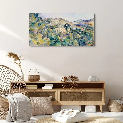 Landscape with houses among the trees Canvas print
