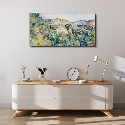 Landscape with houses among the trees Canvas print