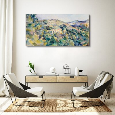 Landscape with houses among the trees Canvas print