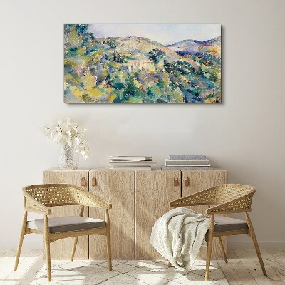 Landscape with houses among the trees Canvas print
