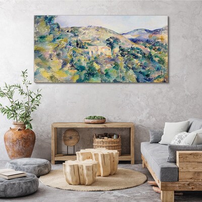 Landscape with houses among the trees Canvas print