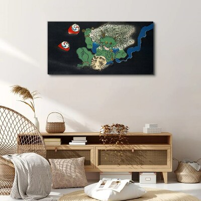 Green demon with a drum Canvas print