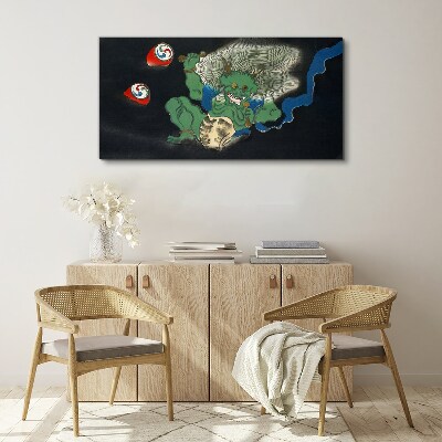 Green demon with a drum Canvas print
