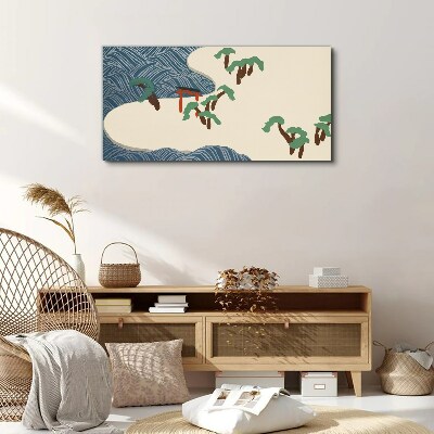 Calm waves with torii gate Canvas print
