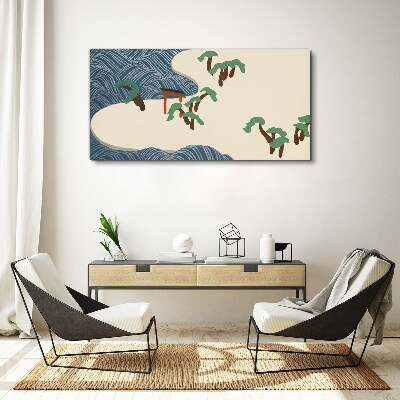 Calm waves with torii gate Canvas print