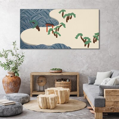 Calm waves with torii gate Canvas print