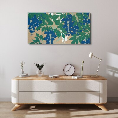Green and blue leaves in abstract Canvas print