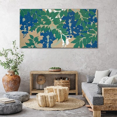 Green and blue leaves in abstract Canvas print