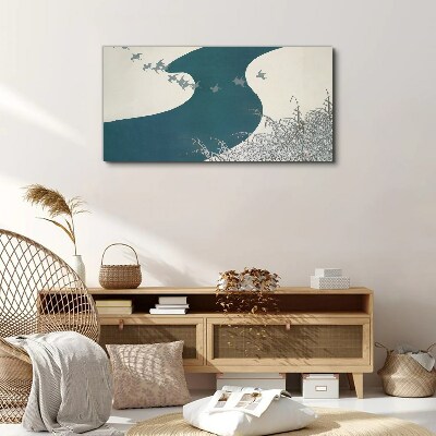 A calm river with birds flying away Canvas print