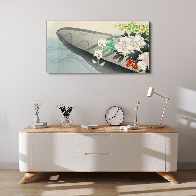 Flower boat on calm water Canvas Wall art