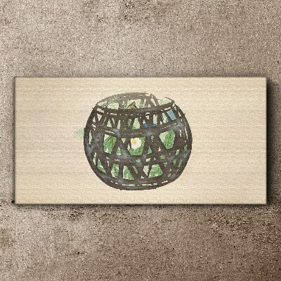 Wicker basket with greenery Canvas Wall art