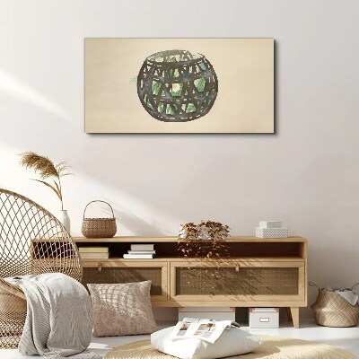 Wicker basket with greenery Canvas Wall art